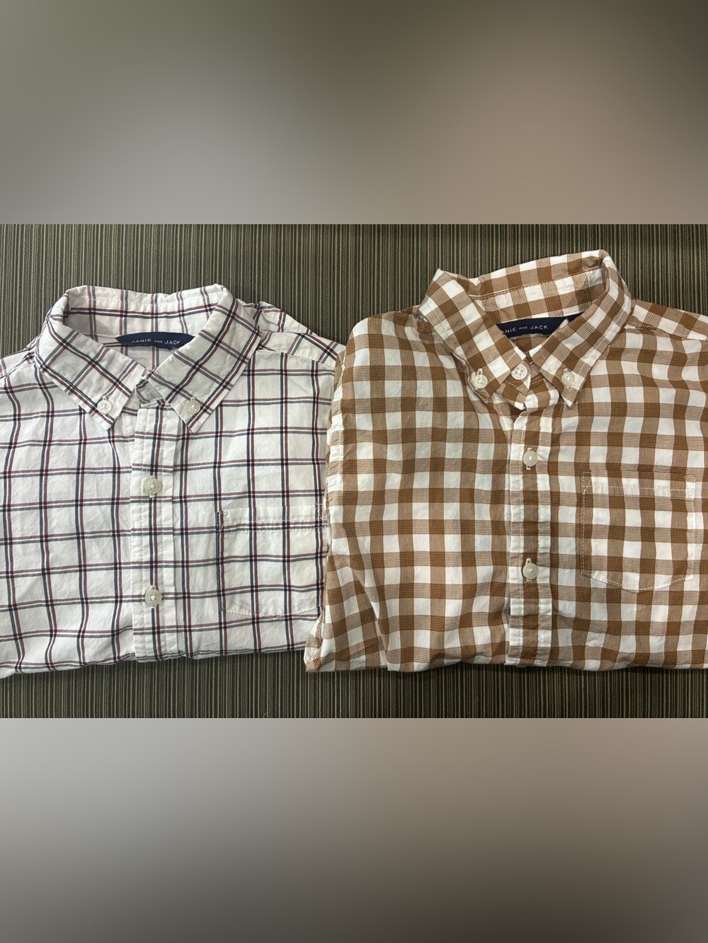 Bundle Janie & Jacket boys Button-Down Plaid Shirts - White & Brown gingham 5